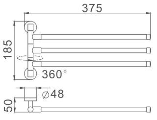 Полотенцедержатель Haiba HB8713 37см чёрный матовый